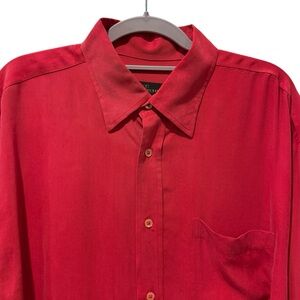 Bugatchi Long‎ Sleeve Button Front Shirt Men’s Fuchsia Size Large